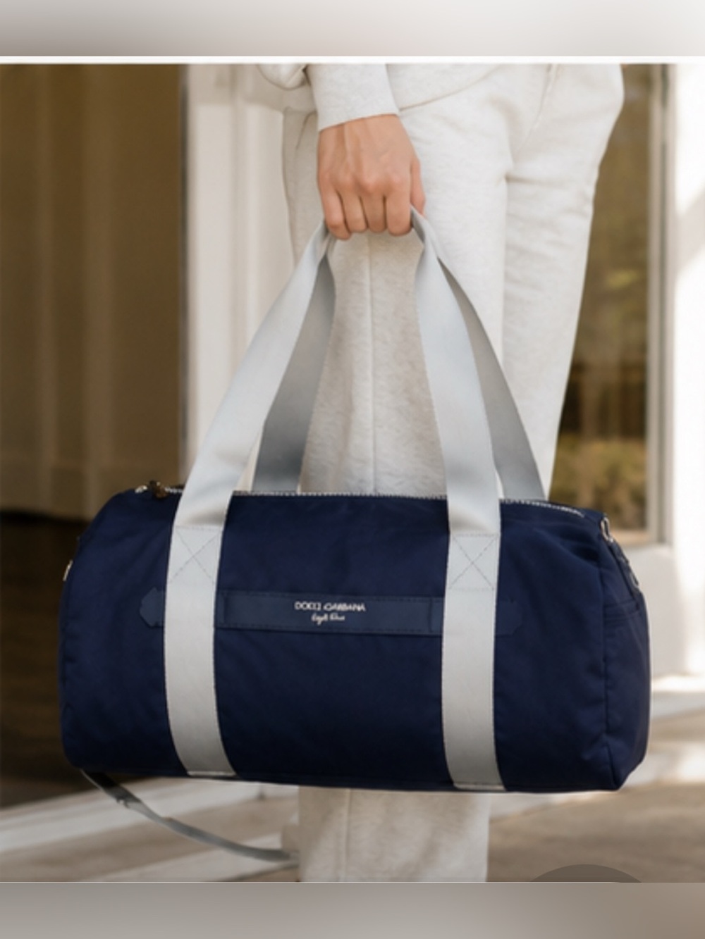 Dolce & Gabbana Navy “light blue” Duffel Bag with Light Gray Straps